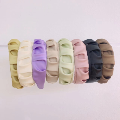 Korean Style New Fashion Fabric Wide-Brimmed Pleated Headband Women's Simple All-Match High Skull Top Pressing Hair Face Wash Hair Bands