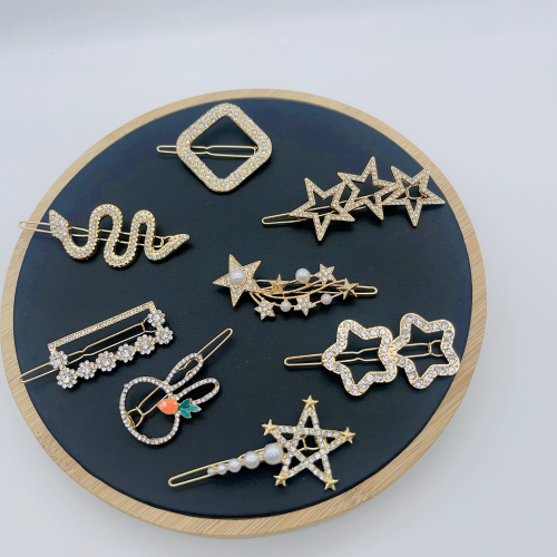 Alloy Hairpin with Brick Belt Pearl Bangs Side Clip Top Clip