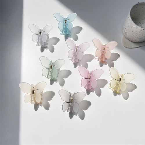 Korean Style Translucent Butterfly Hairpin Temperament Back Head Updo Clip Frosted Candy Color Gripper shark Clip Hair Accessories