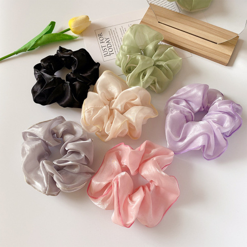 Summer Retro French Pearlescent Temperament Solid Color Large Intestine Hair Ring Simple Ponytail Tie Hair Rubber Band Hair Rope Hair Accessories