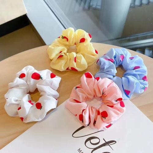 korean Girl‘s Large Intestine Hair Ring Fresh Cream Strawberry Ins2 Internet Celebrity Fruit Hair Rope Popular Hair Accessories Wholesale