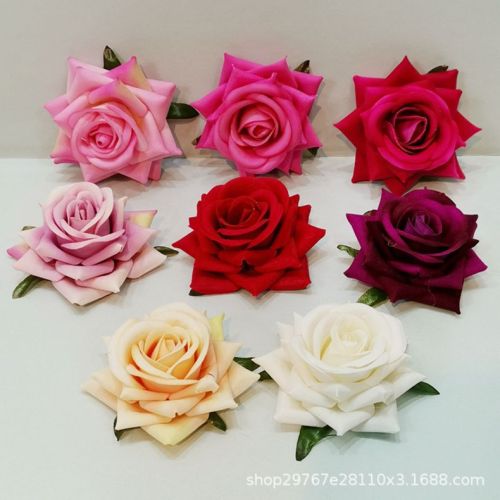 Simulation Craft Flannel Rose Flower Head Flower Silk Flower Corsage Shooting Props Arch Flower Decoration Wedding Decoration Wholesale