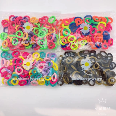 New Children's Simplicity Color Bag Small Size Towel Ring Hair Friendly String Seamless Towel Ring 100 Pieces