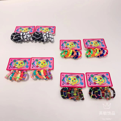 Candy-Colored Donut Seamless High Elastic Foreign Trade with Card Does Not Hurt Hair Bamboo Joint Towel Ring 6 Pack