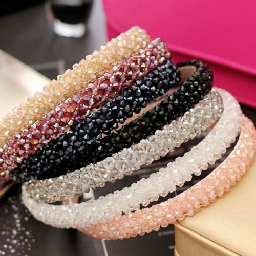 korean hair accessories wide-brimmed four-row crystal headband hair clip handmade fish line beaded bright rhinestone hair band head accessories women