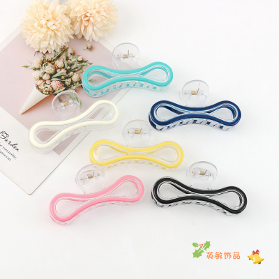 Jelly Color Grip Elegant Back Head Clip Hollow Bow Tie Shaped Hairpin Korean Simple Shark Clip High Quality Hair Accessories