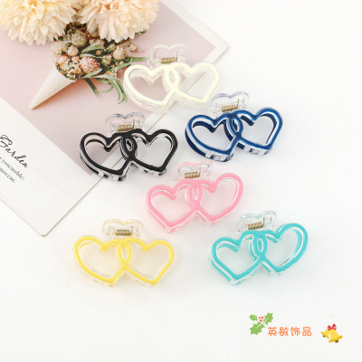 Double Love Sweet Hollow Hairpin Women's High-Grade Updo Hair Clip Shark Clip Hair Clip Hair Clip Hair Accessories Wholesale