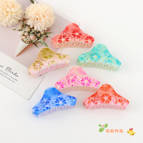 Cross-Border Flower Fixed Gadget Grip Women‘s Anti-Collapse Back Head Shark Clip Trendy Barrettes Online Store Night Market Hot