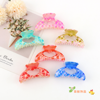 Japanese Ins Fresh Hairpin Women's Acetate Contrast Color Texture Plastic Hairpin Back Spoon Ponytail Clip