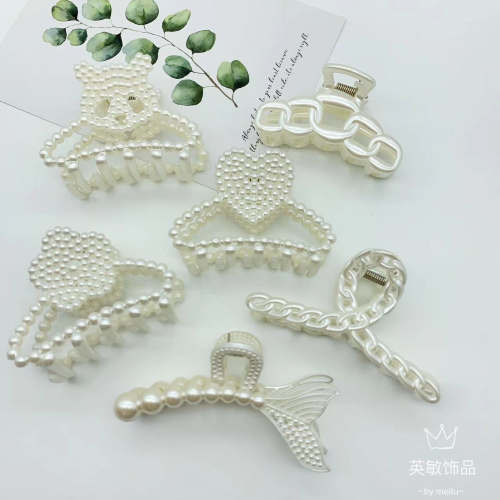 Pearl Gripper Hair Clip Hair Clip Back Head Gripper cute Clips with Different Shapes