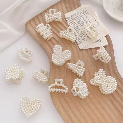 New Pearl Barrettes Rabbit Temperament Flower Gripper Female Korean Suit Bow Children Acrylic Retro