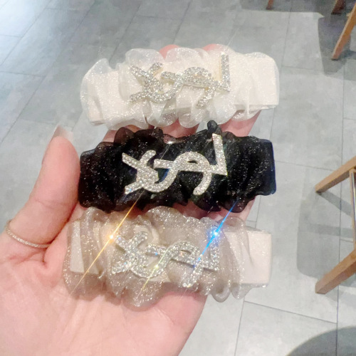 high-grade hairpin female korean side shredded hair bangs clip pleated mesh bow bb clip elegant temperament hairpin