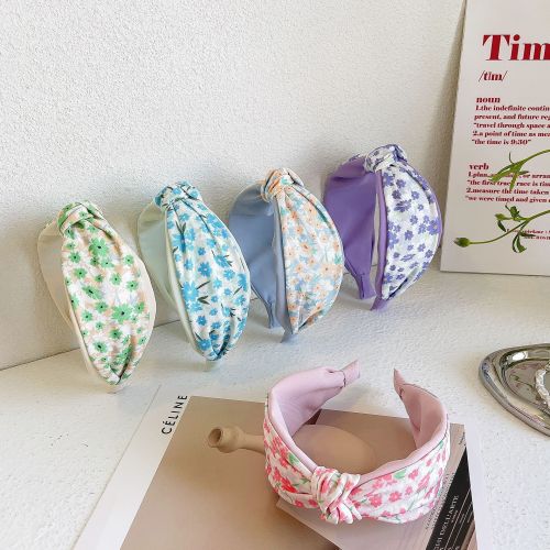 spring new style hair band fabric floral twisted hair band versatile knotted cross wide edge headband bc0004