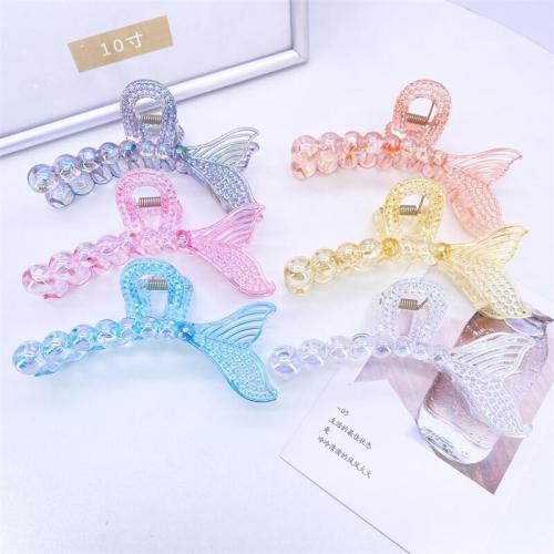 Large Fantasy Electroplating Grip Back Head Barrettes AB Color Fishtail Hair Claw Color Shark Clip Hair Fixer