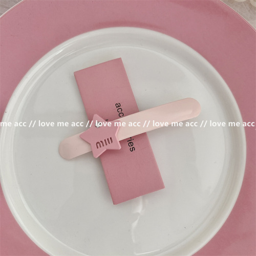 small red book hot pink series ~ texture temperament letter arc simple pink hairpin duckbill clip bangs clip