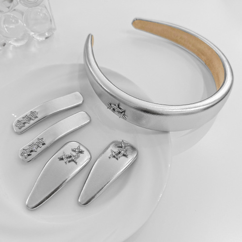 rudan summer new online celebrity style silver bb clip fashionable elegant ins style high-grade glossy leather hairpin