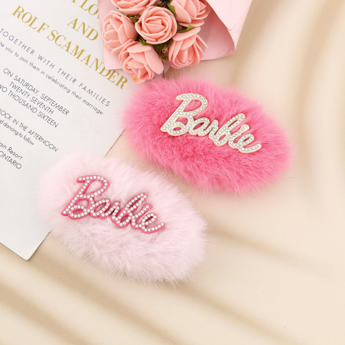 korean autumn and winter new atmosphere barbie hairy hair clips rhinestone letters bb clip dopamine hair bang side clip female