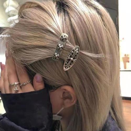 retro crock heart cold style distressed barrettes side clip internet celebrity bang clip dirty silver duckbill clip hairpin
