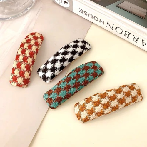 south korea chessboard plaid new hairpin women‘s autumn side hair clip side clip hair accessories shredded hair bangs clip back head headdress