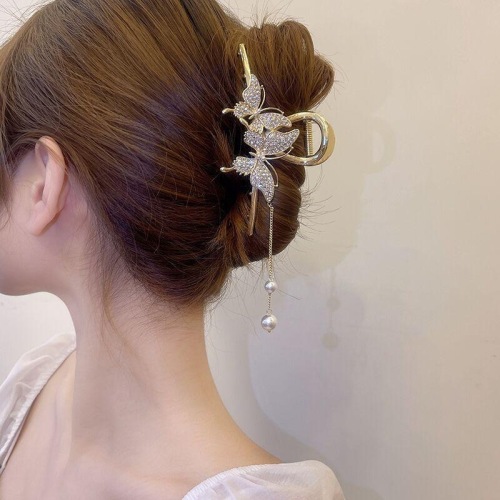 butterfly double flying large grip women‘s summer barrettes high-grade tassel hairpin temperament back head updo shark clip