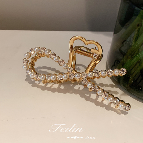 new year south korea clip hairware shark clip french retro grip elegant hair clip women‘s metal diamond