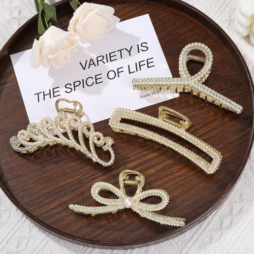 korean exquisite super fairy shark clip large instafamous elegance pearl barrettes back head simple graceful hair jaw clip female