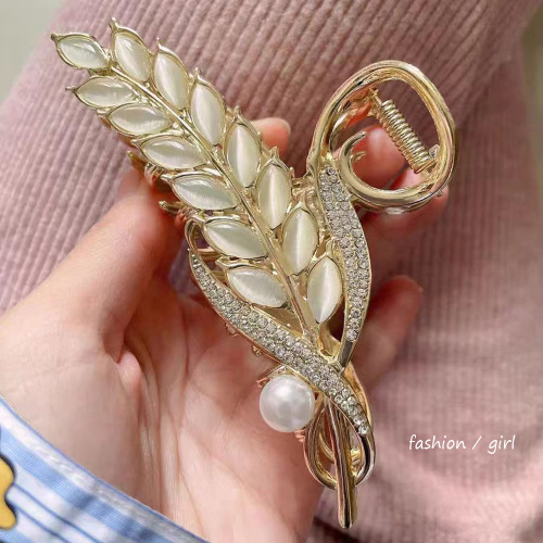 elegant golden wheat grip large hair clip chinese style elegant hairpin back head high-grade ancient style shark clip