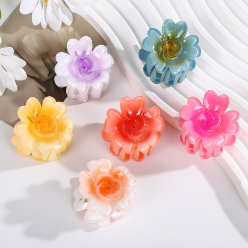 new candy color flower hair clip creative heart petals plastic hairpin sweet girl updo shark clip headdress