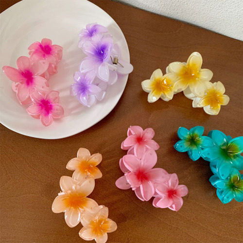 cross-border new arrival plumeria rubra grip large sweet girl jelly color hair claw high-grade sense head shark clip