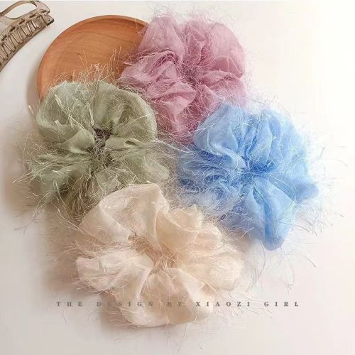 summer new bright silk hair large intestine ring hair rope color bun fairy temperamental tie hair female hair ring hair accessories