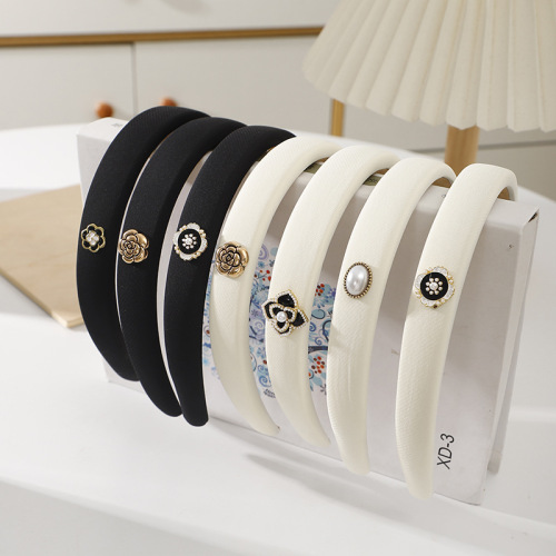 高级感山茶花细发箍高颅顶法式轻奢风头箍发饰珍珠山茶花发饰