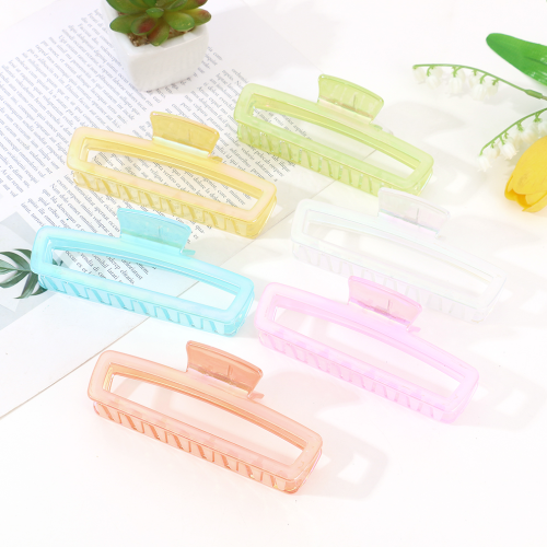 jelly color hollow square grip women‘s summer versatile large hair clip shark clip hair updo holder new hair pin headdress