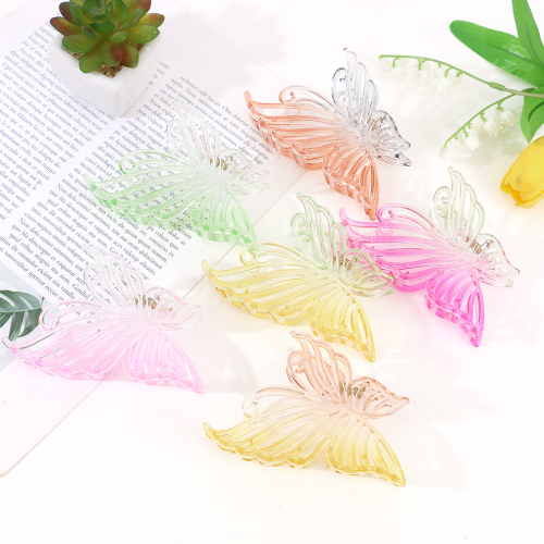 european and american new gradient color large butterfly grip female retro updo shark clip back head barrettes factory wholesale