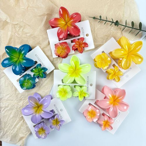 cross-border amazon big small size combination plumeria rubra grip female bangs side barrettes bauhinia shark clip ornament