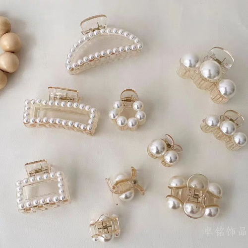 korean style pearl grip small hair clip women‘s back hairpin small shark clip hair claw mini small clip headwear