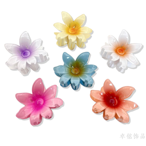 europe and america cross border internet celebrity plumeria rubra grip seven-petal flower seaside holiday barrettes updo shark clip side scratch hair accessories