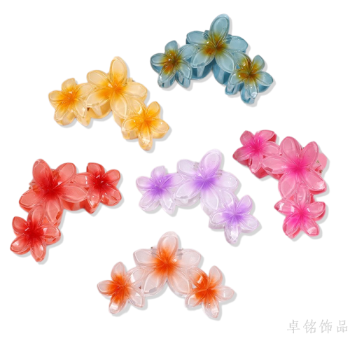 cross-border amazon one-piece plumeria rubra grip seaside holiday flowers barrettes updo shark clip hair accessories headdress for women