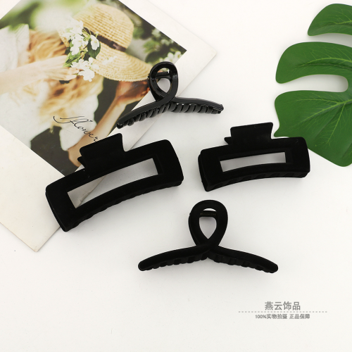 法式不规则植绒抓夹女夏季后脑勺盘发夹大号发量多鲨鱼夹发卡头饰