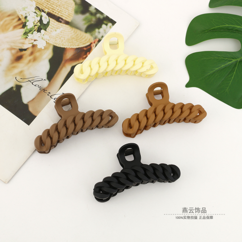 ins网红大号成人抓夹女磨砂发夹鲨鱼夹链条麻花边夹饰品工厂批发