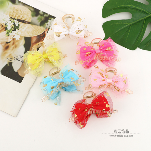 彩色公主发饰网纱蝴蝶结抓夹高级感气质后脑勺盘发夹子头饰鲨鱼夹