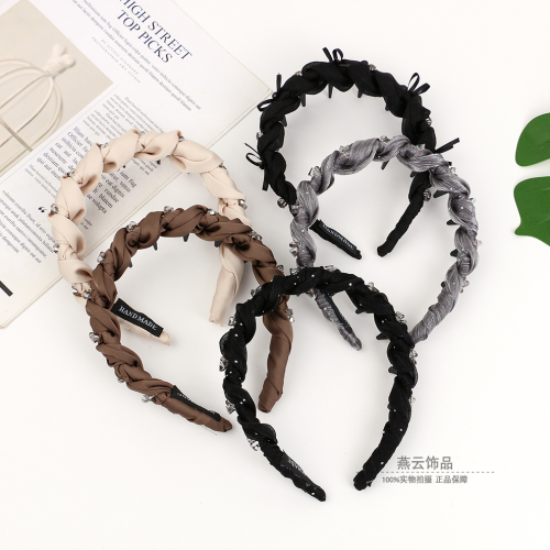 韩国高级感薄纱缠绕水钻头箍百搭轻奢风优雅气质发箍发卡时尚发饰