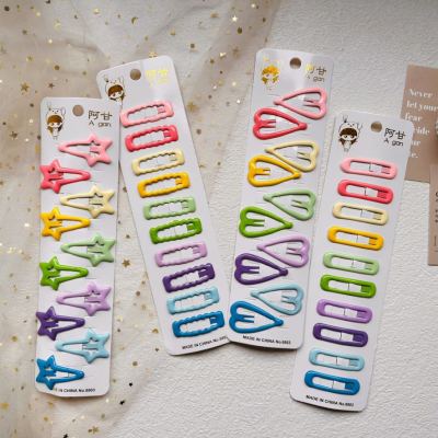 ins style candy dripping solid color barrettes female side clip BB clip small hairpin fringe clip 10 pieces per card 5cm