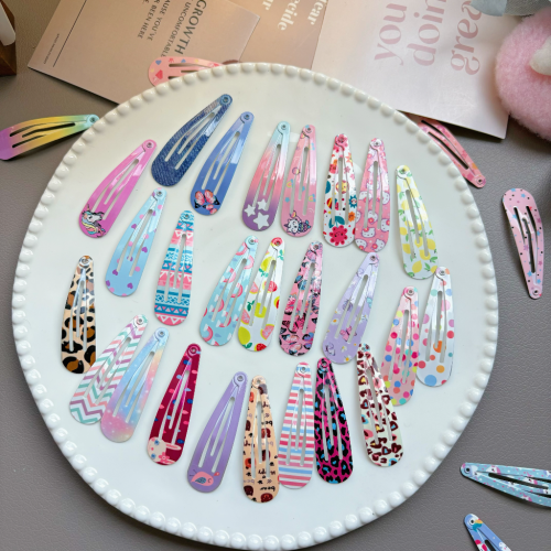 高品质热烫印印花发夹5cmBB夹儿童少女刘海碎发夹图案随机混发