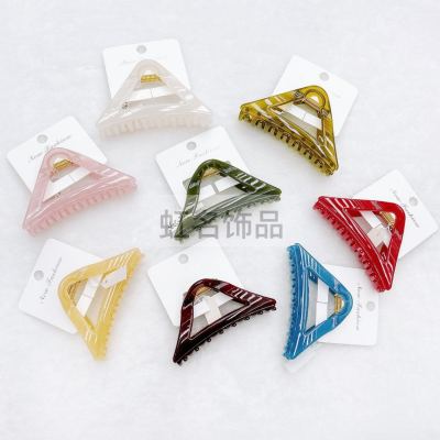 Wht Same Style Jelly Color Large Triangle Grip Shark Clip Hair Accessories Hair Volume Multi-Headdress Back Head Hairpin