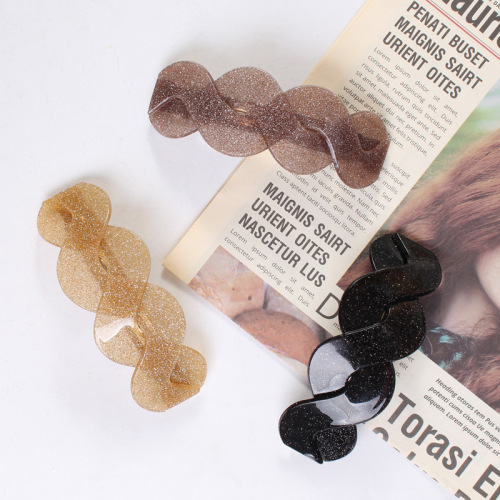 T163宝光亚克力细粉弹簧夹鸭嘴夹大号亚克力亚马逊头饰弹簧夹横夹