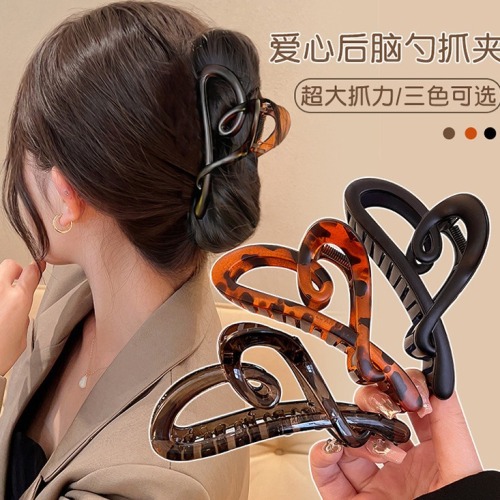 法式高级感爱心发夹女大号后脑勺抓夹网红2024新款发量多鲨鱼夹子