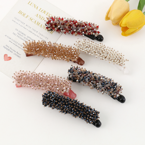 韩版小香风树脂香蕉夹女生防滑中号串珠竖夹树脂马尾夹发夹批发