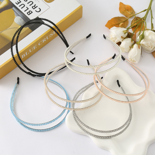 高级感复古水晶发箍欧美气质双层后脑勺盘发头箍编制百搭女式发饰