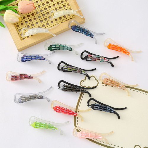 高级感水晶一字发夹女百搭后脑勺发饰优雅扭扭夹气质头饰盘发抓夹