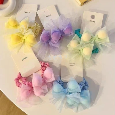  Bow Hair Rope Internet Celebrity 2023 New Rubber Band Female Hair-Binding Ins Wind Head Rope Ponytail Hair Ring